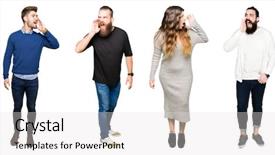  Presentation with people collage - Presentation theme consisting of background shouting and screaming loud background and a  colored foreground