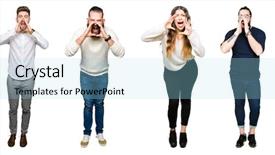  Presentation with angry people - Cool new PPT theme with background shouting angry out loud backdrop and a light blue colored foreground