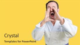  Presentation with kimono - Presentation theme featuring background shouting angry out loud background and a yellow colored foreground