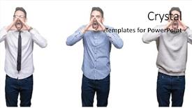  Presentation with collage - PPT theme having background shouting angry out loud background and a cream colored foreground