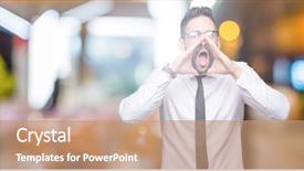  Presentation with young man wearing a hat - Cool new theme with background shouting angry out loud backdrop and a  colored foreground