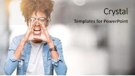  Presentation with african american couples on the mountains - Slide set featuring background shouting angry out loud background and a  colored foreground