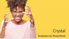  Presentation with yelling - Amazing PPT theme having background shouting frustrated with rage backdrop and a yellow colored foreground