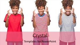  Presentation with african american girl power business - Cool new slide deck with background shouting frustrated with rage backdrop and a  colored foreground