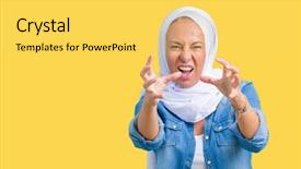  Presentation with middle eastern traditional dishes falafel - Colorful PPT theme enhanced with background shouting frustrated with rage backdrop and a yellow colored foreground