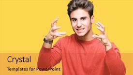  Presentation with yelling - Colorful presentation theme enhanced with background shouting frustrated with rage backdrop and a  colored foreground