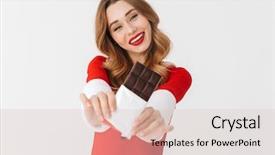  Presentation with christmas girl - PPT theme having background showing blank cover chocolate background and a lemonade colored foreground