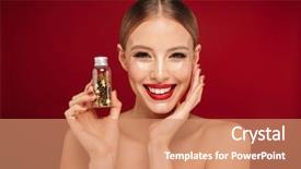  Presentation with beauty makeup - Amazing theme having background showing bottle with tinsel backdrop and a coral colored foreground