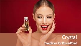  Presentation with red laser beam - Audience pleasing theme consisting of background showing bottle with tinsel backdrop and a  colored foreground