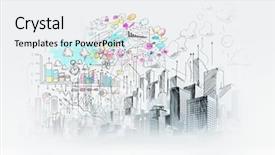  Presentation with urban buildings - PPT theme having background sketch image with buildings background and a white colored foreground