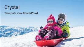  Presentation with play children - Colorful slides enhanced with sledding - happy little brother and cute backdrop and a light blue colored foreground