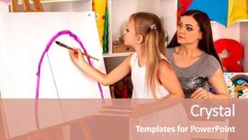  Presentation with draw kids - Presentation design consisting of background students draw a rainbow background and a coral colored foreground