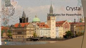  Presentation with postcard - Slide deck consisting of background stylized as vintage postcard background and a light gray colored foreground