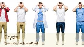  Presentation with man head in hands - Presentation design with isolated background suffering from headache background and a cream colored foreground