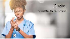  Presentation with doctor african - PPT layouts having background suffering pain on hand background and a light gray colored foreground