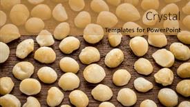  Presentation with macadamia nuts - Slide set with background-texture-of-shelled-macadamia background and a gold colored foreground