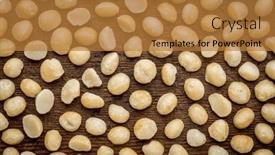  Presentation with macadamia nuts - Presentation design featuring background-texture-of-shelled-macadamia background and a gold colored foreground