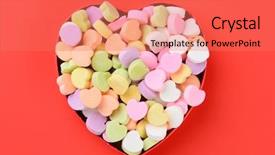  Presentation with candy heart - Slide set with background the heart shaped candy background and a coral colored foreground