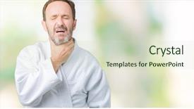  Presentation with sore throat - Slide set enhanced with background touching painful neck sore background and a soft green colored foreground