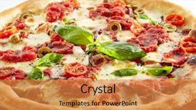  Presentation with mozzarella cheese - Audience pleasing theme consisting of background traditional italian whole yeast backdrop and a gold colored foreground