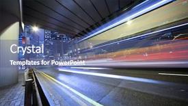  Presentation with street of shanghai on the night - Beautiful presentation theme featuring background transportation - bus speeding through night street backdrop and a ocean colored foreground