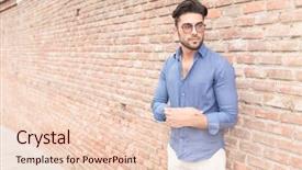  Presentation with brick wall - Amazing presentation theme having dirty water in sedimentation tank of sewage treatment plant in the first sedimentation tank is the primary clarification of the wastewater treatment process backdrop and a gray colored foreground.