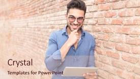  Presentation with man relaxing on massage table - Presentation with cup of coffee on a wooden table with roasted coffee beans from a bag background and a wine colored foreground.