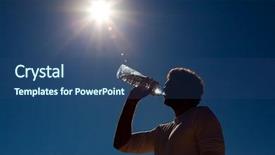  Presentation with water bottle - Presentation consisting of background under a hot sun background and a ocean colored foreground