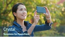  Presentation with mobile use - Amazing presentation design having background under sunlight and flare backdrop and a ocean colored foreground