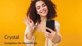  Presentation with cute - Audience pleasing slide deck consisting of background using mobile phone waving backdrop and a gold colored foreground