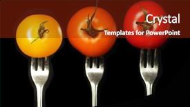  Presentation with different - Colorful presentation theme enhanced with background vegetables are in focus backdrop and a  colored foreground