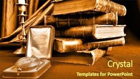  Presentation with vintage art - Slide set with background vintage books and candle background and a tawny brown colored foreground