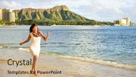  Presentation with diamond head - Beautiful theme featuring background wearing hawaiian lei backdrop and a soft green colored foreground