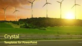  Presentation with wind turbines - Audience pleasing slides consisting of background wind turbines at sunset backdrop and a tawny brown colored foreground