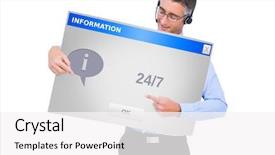  Presentation with telephone cabling patch panel - Presentation theme with background windows 7 - happy businessman with headphone presenting background and a  colored foreground