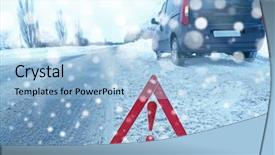  Presentation with road safety - Amazing presentation theme having background winter road safety backdrop and a light blue colored foreground