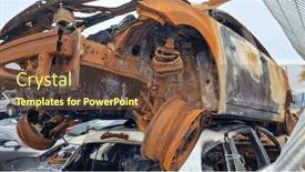  Presentation with traffic accident - PPT theme consisting of background-with-a-car background and a tawny brown colored foreground