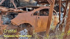  Presentation with traffic accident - Slide set consisting of background-with-a-car background and a tawny brown colored foreground