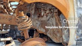  Presentation with traffic accident - PPT theme having background-with-a-car background and a violet colored foreground