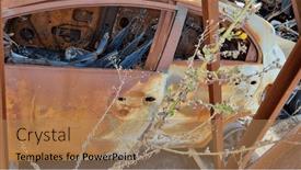  Presentation with traffic accident - PPT theme with background-with-a-car background and a coral colored foreground