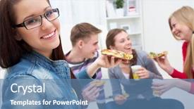  Presentation with girl teens - Theme with background with a pizza party background and a teal colored foreground