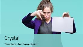  Presentation with student - PPT theme featuring background with angry face negative background and a arctic colored foreground