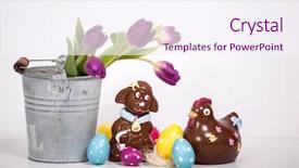  Presentation with eggs egg carton egg box - Cool new presentation design with background with colorful easter egg backdrop and a sky blue colored foreground