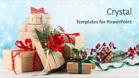  Presentation with christmas new year frame banner - Slide deck enhanced with background with festive gift box background and a sky blue colored foreground