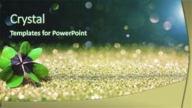  Presentation with four leaf clover - Colorful theme enhanced with background with four leaf lucky backdrop and a tawny brown colored foreground