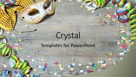  Presentation with masquerade mask - Beautiful PPT theme featuring background with garlands streamer party backdrop and a light gray colored foreground