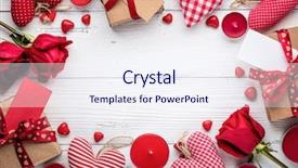  Presentation with an open gift box - Colorful PPT theme enhanced with background with gift boxes rose backdrop and a sky blue colored foreground