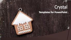  Presentation with gingerbread house - Slide set having background with gingerbread cookie house background and a dark gray colored foreground
