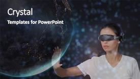  Presentation with green planet - Colorful PPT theme enhanced with background with green and purple backdrop and a wine colored foreground