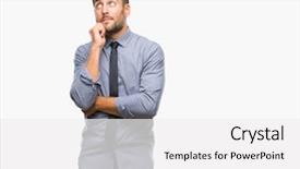  Presentation with 3d man business leader - Cool new presentation with background with hand on chin backdrop and a white colored foreground